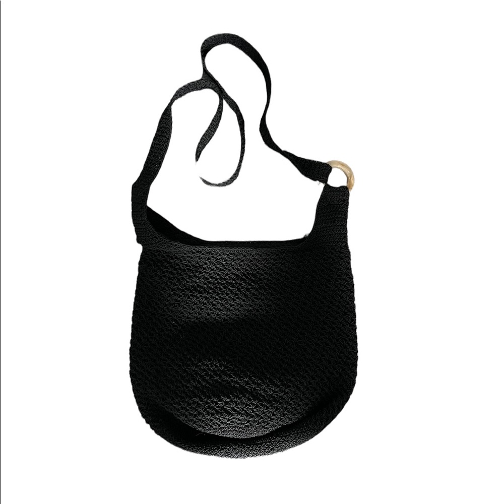 Chain Weave Pattern Lined Black Crossbody/Shoulde… - image 1